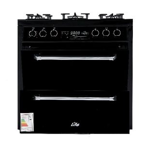 اجاق گاز- طرح فر-5شعله-مدل۵۸۸ لایف-سفید مشکی تیتان